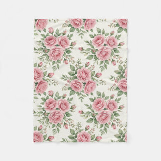 Cobertor De Velo Rosas Cor-de-Rosa em Aquarela Vintage Padrão Flora