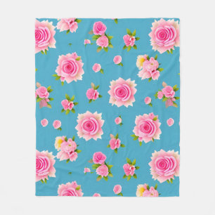 Cobertor De Velo Rosas Cor-de-Rosa em um Fundo Azul