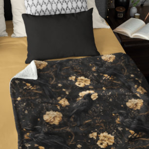 Cobertor De Velo Rosas Corvo Goth Vintage 