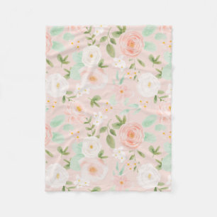 Cobertor De Velo Rosas de aquarela Flores a Rosa e Pêssego