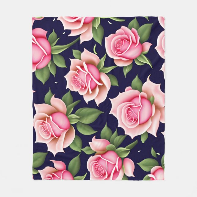 Cobertor De Velo Rosas - Dia de os namorados de padrão sem falhas (Frente)