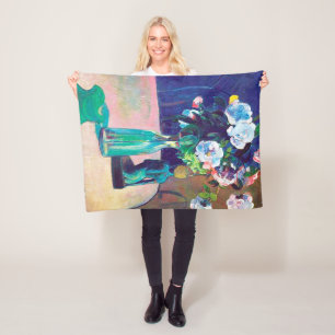 Cobertor De Velo Rosas e Estatueta, Gauguin