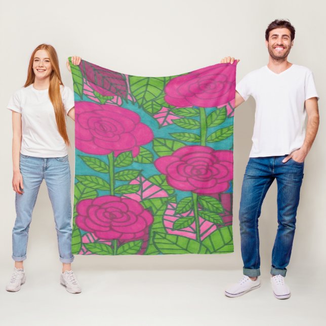 Cobertor De Velo Rosas e Folhas Tropicais (In Situ)