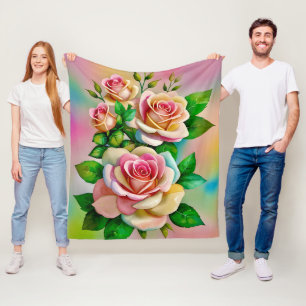 Cobertor De Velo Rosas Elegância Pastas de Aquarelas cor-de-rosa e 