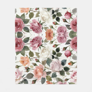 Cobertor De Velo Rosas em Aquarela com um Brilho Suave e Romântico