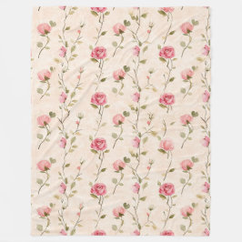 Cobertor De Velo Rosas Florais Rosa Creme Bonito