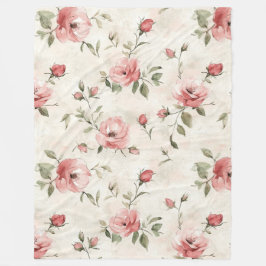 Cobertor De Velo Rosas Florais Rosa Creme Romântico 