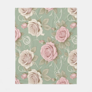 Cobertor De Velo Rosas Inspiradas no Art Nouveau em Tons de Rosa Em