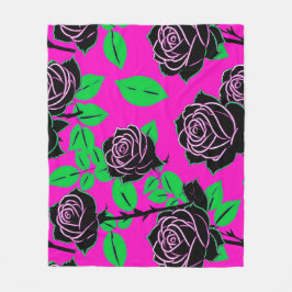 Cobertor De Velo Rosas Pretas Brilhantes Em Um Fundo Rosa Quente