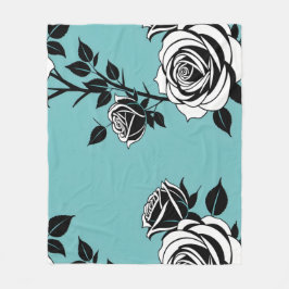 Cobertor De Velo Rosas Pretas e Brancas Ilustradas