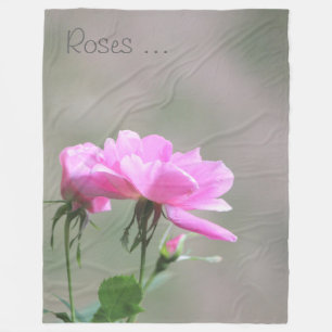 Cobertor De Velo Rosas Rosa Com Folha De Cinza Leve