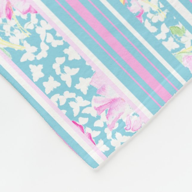 Cobertor De Velo Rosas rosa e Estrias Correspondentes (Quina)