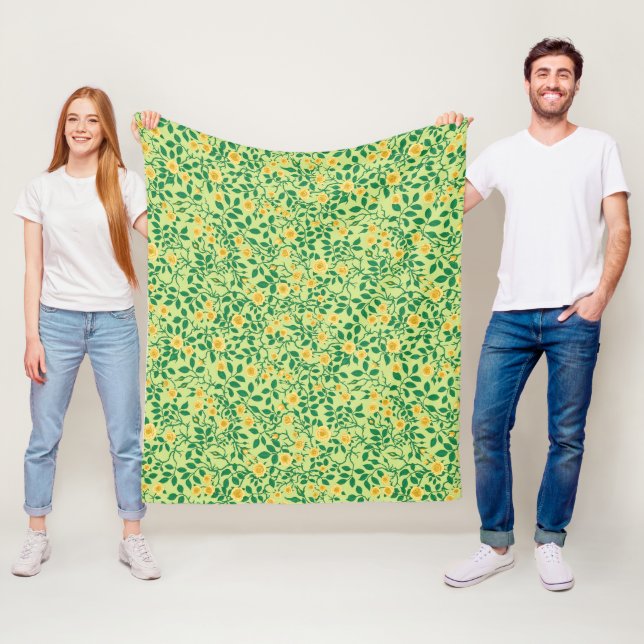 Cobertor De Velo Rosas selvagens em amarelo e verde (In Situ)