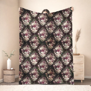 Cobertor De Velo Rosas vintage shabby chic padrão diamante preto