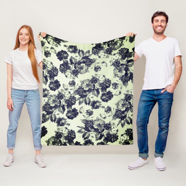 Cobertor De Velo Rosas visuais verdes da casa preta Floral (In Situ)