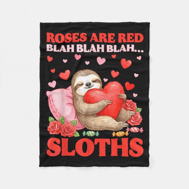 Cobertor De Velo Roses Are Red Blah Sloths Valentine Cute Animal Lo (Frente)