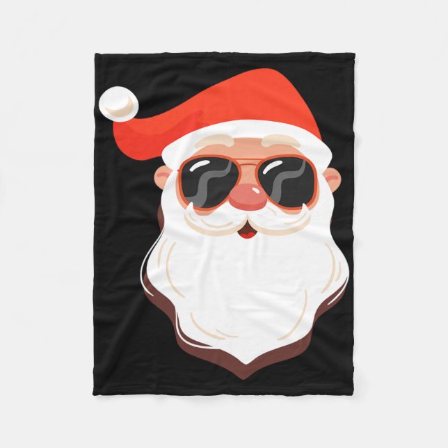 Cobertor De Velo Rosto de Papai Noel Óculos de sol Com Chapéu Barba (Frente)