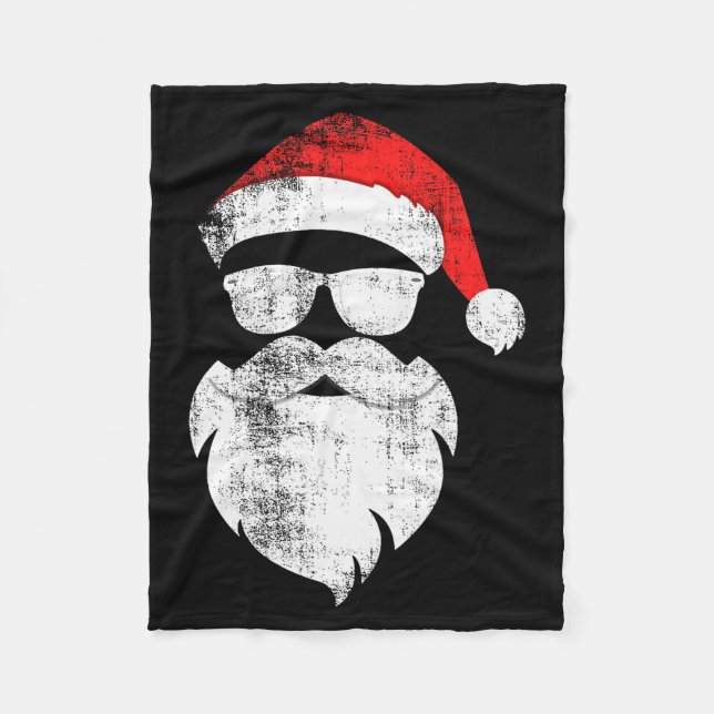Cobertor De Velo Rosto engraçado de Papai Noel hipster com chapéu b (Frente)