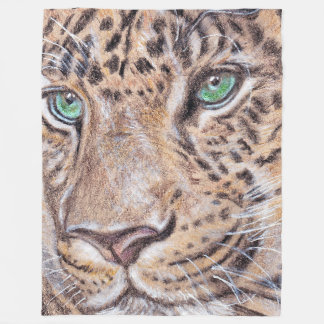 Cobertor De Velo Rosto Leopardo de Olhos Verdes Explodido