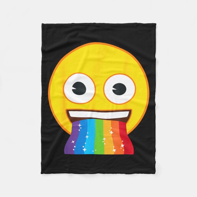 Cobertor De Velo Rosto Sorridente Amarelo Boca Arco-íris Emoji Ofic (Frente)