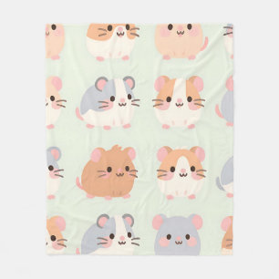 Cobertor De Velo Rostos de Hamster Fofos Padrão Kawaii Pastel