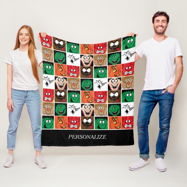 Cobertor De Velo Rostos divertidos do Halloween (In Situ)