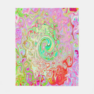 Cobertor De Velo Rotação Abstrato do Groovy rosa e verde