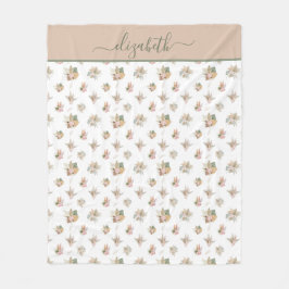 Cobertor De Velo Roteiro de Monograma Boho Capim dos Pampas Rosa Be