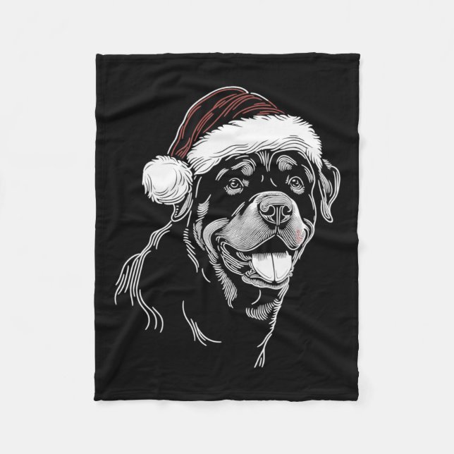Cobertor De Velo Rottweiler Cachorro Papai Noel Natal Natal Pajama (Frente)