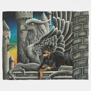 Cobertor De Velo Rottweiler Dog Gargoyle Fantasy