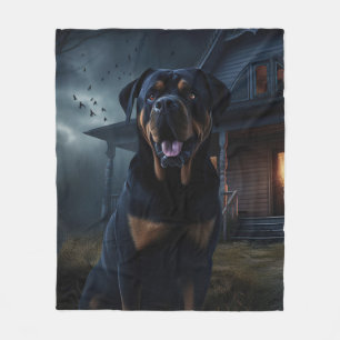 Cobertor De Velo Rottweiler Halloween Assustador 