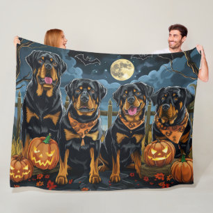 Cobertor De Velo Rottweiler Halloween Assustador