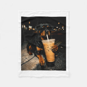 Cobertor De Velo Rottweiler Legal Bebendo Café Gelado Arte de Cacho