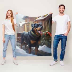 Cobertor De Velo Rottweiler Natal Festivo