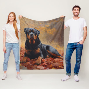 Cobertor De Velo Rottweiler no Outono Folhas Caídas Inspiram