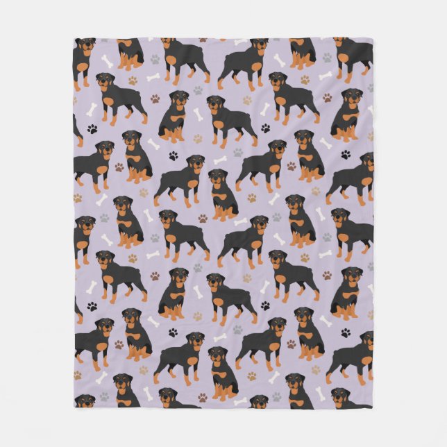 Cobertor De Velo Rottweiler Ossos de Cão e Peças (Frente)