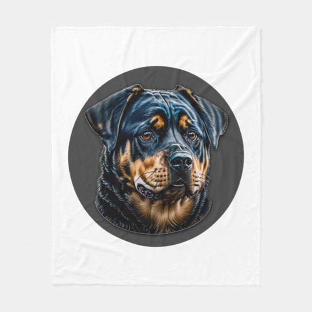 Cobertor De Velo Rottweiler preto (Frente)