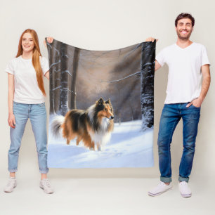 Cobertor De Velo Rough Collie Deixe Nevar Natal