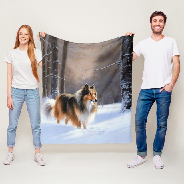 Cobertor De Velo Rough Collie Deixe Nevar Natal (In Situ)