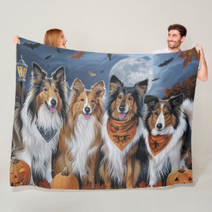 Cobertor De Velo Rough Collie Halloween Spooky