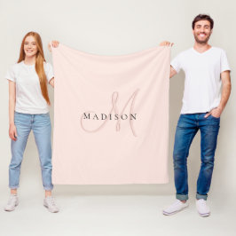 Cobertor De Velo Roxo Blush Monograma com Letra Maiúscula Estilosa 