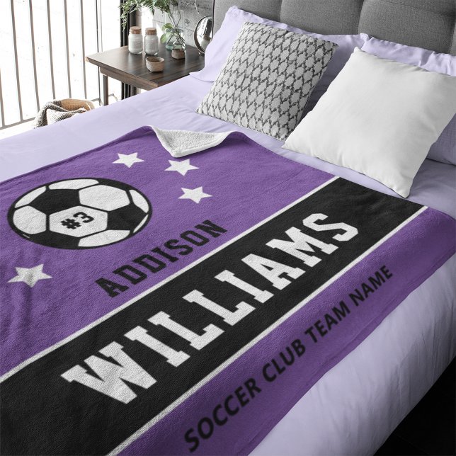 Cobertor De Velo Roxo de Futebol Personalizado Nome e Número (Criador carregado)