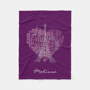 Cobertor De Velo Roxo de Paris da torre Eiffel & das inscrição