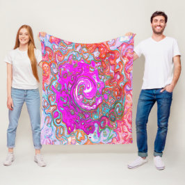 Cobertor De Velo Roxo e Laranja Groovy Abstrato Retro Redemoinho