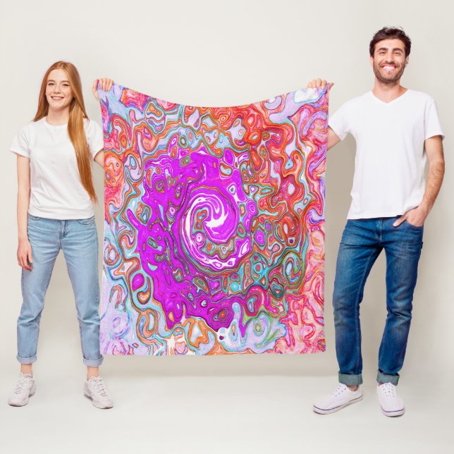 Cobertor De Velo Roxo e Laranja Groovy Abstrato Retro Redemoinho (In Situ)