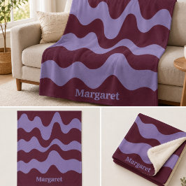 Cobertor De Velo Roxo e marrom moderno e elegante com nome personal