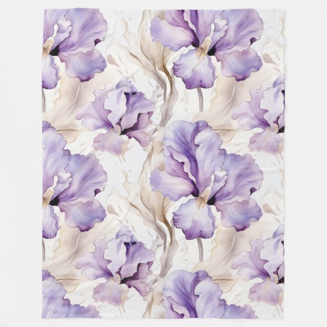 Cobertor De Velo Roxo Romântico Iris Floral (Frente)