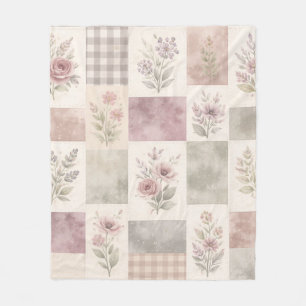 Cobertor De Velo Roxo Verde Colcha Remendo Floral Pastel Vintage