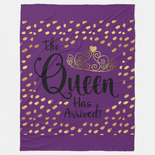 Cobertor De Velo Roxo Violeta e Dourado Tiara Lançar (Frente)