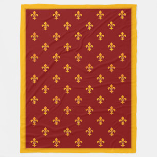 Cobertor De Velo Royal Dourado Fleurs de Lis no Royal Garnet